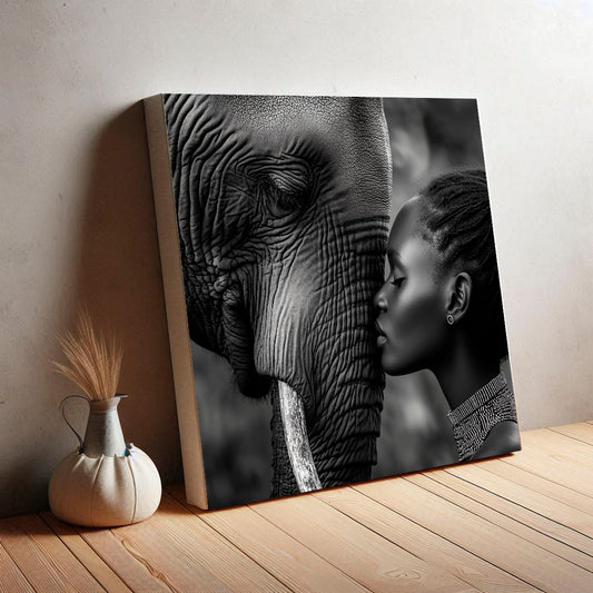 Cuadro Canvas Elefante y Mujer